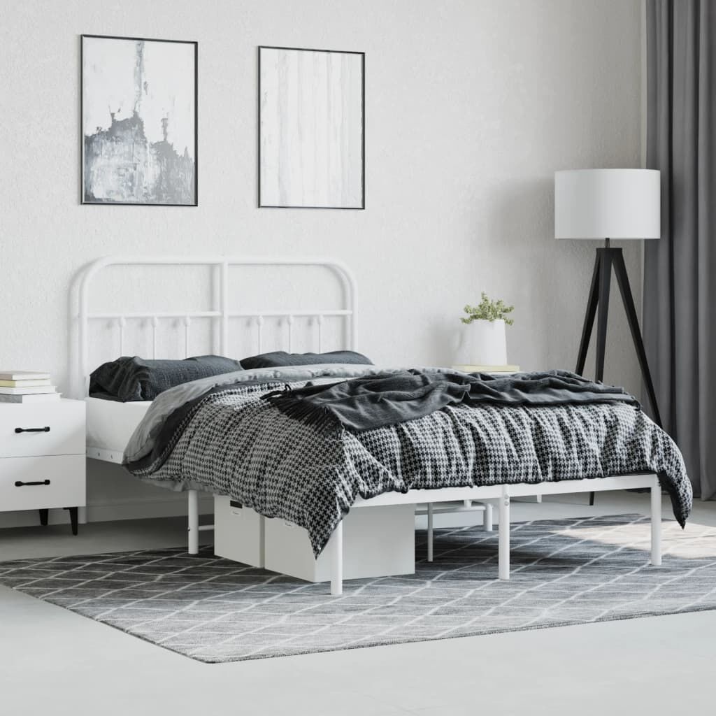 Wit Metalen Bedframe met Hoofdbord 120x200 cm - 34% Korting