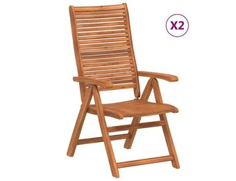 vidaXL Klapstoelen Massief Acaciahout (2 stuks, Hout, L) - 35% Korting