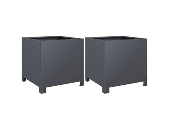 2x Stalen Plantenbakken 40x40x40 cm Antraciet - 34% Korting
