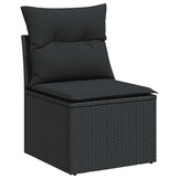 VidaXL Tuinbank Poly Rattan Zwart met Kussens (34% Korting)