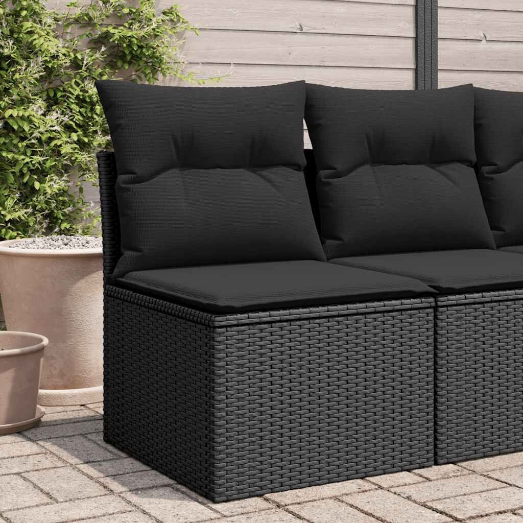 VidaXL Tuinbank Poly Rattan Zwart met Kussens (34% Korting)