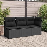 VidaXL Tuinbank Poly Rattan Zwart met Kussens (34% Korting)