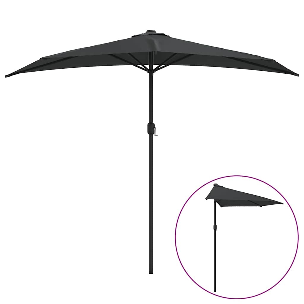 Halve Balkonparasol Antraciet 270x144 cm - 33% Korting