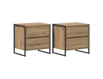vidaXL Nachtkastje met lade 2 pcs Ambachtelijk eiken 50 x 39,5 x 50 cm
