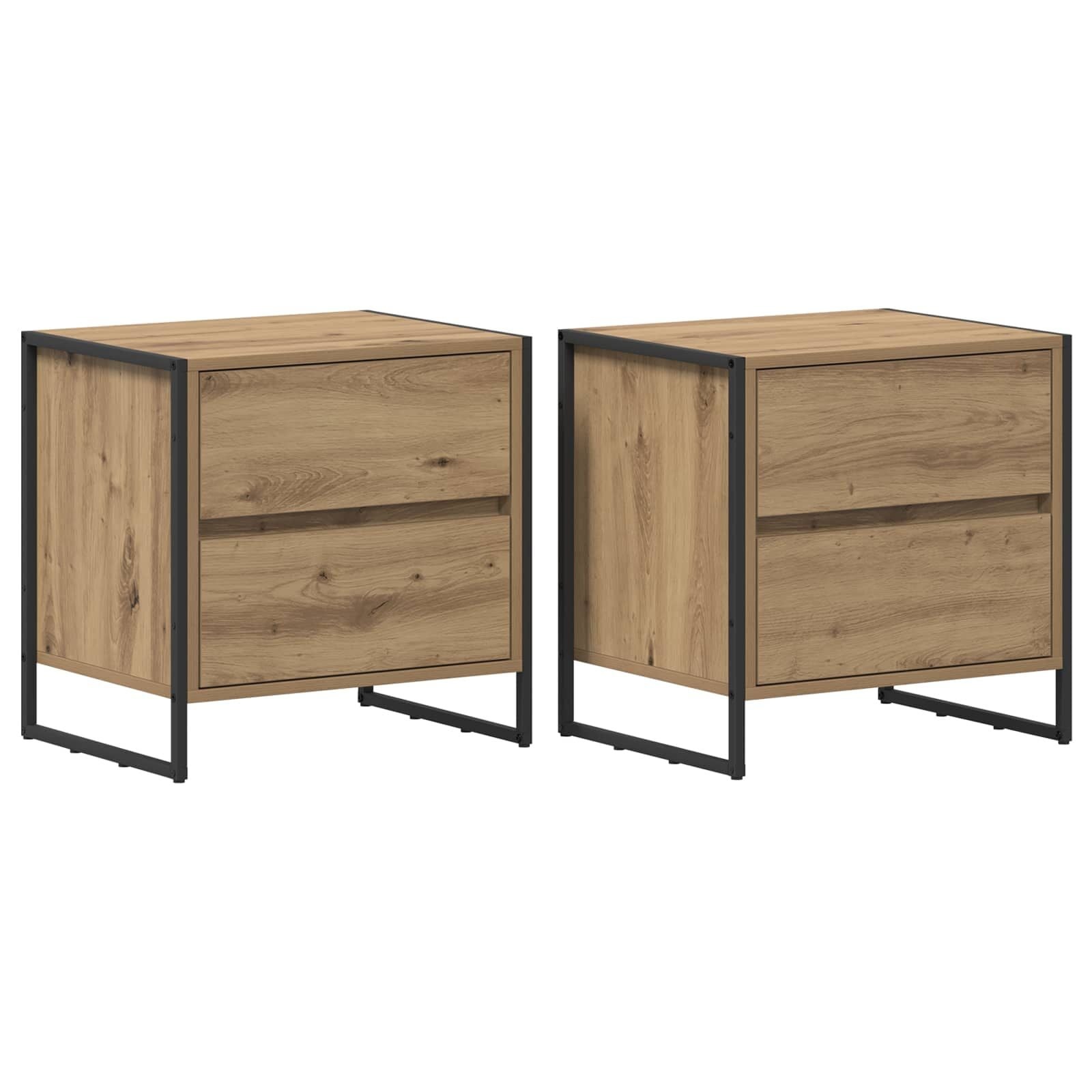 vidaXL Nachtkastje met lade 2 pcs Ambachtelijk eiken 50 x 39,5 x 50 cm