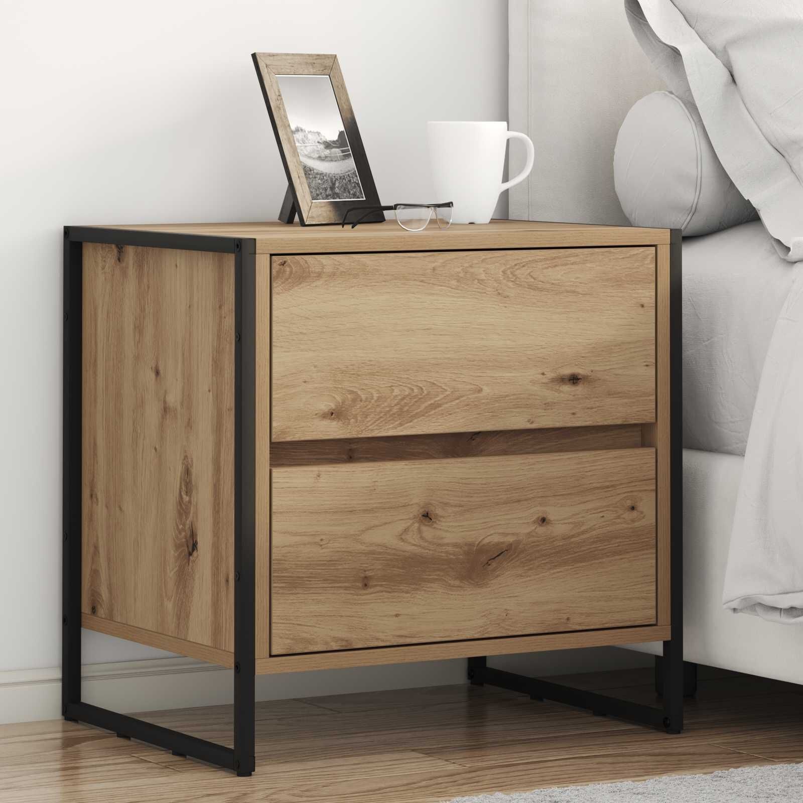 vidaXL Nachtkastje met lade 2 pcs Ambachtelijk eiken 50 x 39,5 x 50 cm