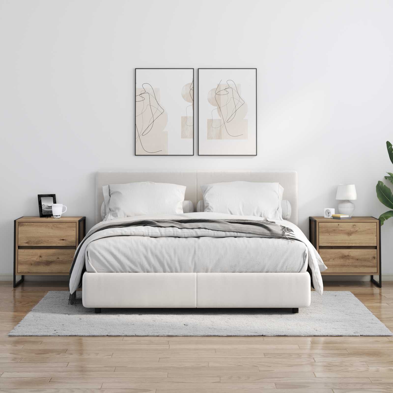 vidaXL Nachtkastje met lade 2 pcs Ambachtelijk eiken 50 x 39,5 x 50 cm