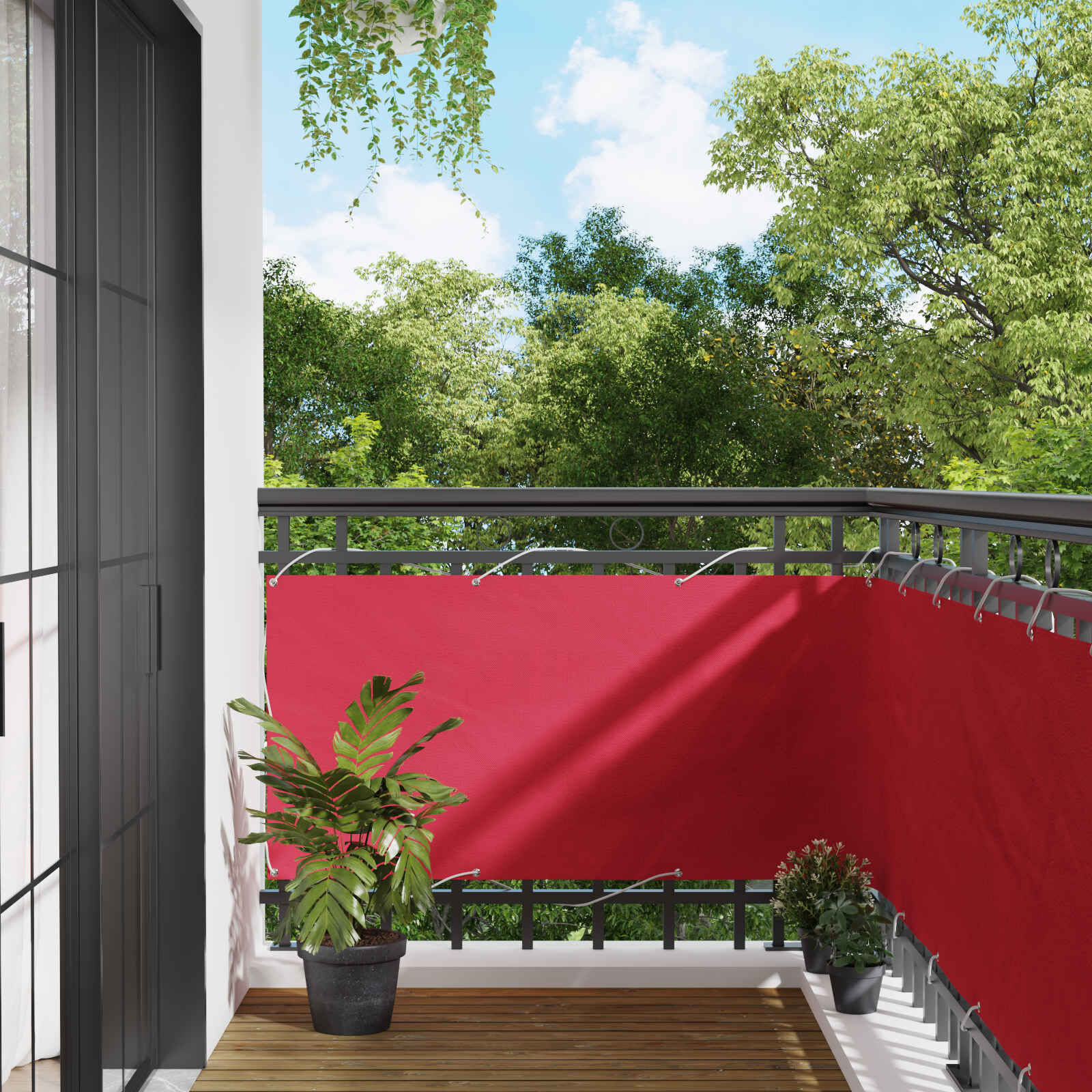 vidaXL Balkon Scherm 75 x 300 cm Oxford Stof Rechthoekig Bordeauxrood
