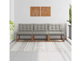 vidaXL 3 st Buiten Midden Sofa Massief Acaciahout Naturel