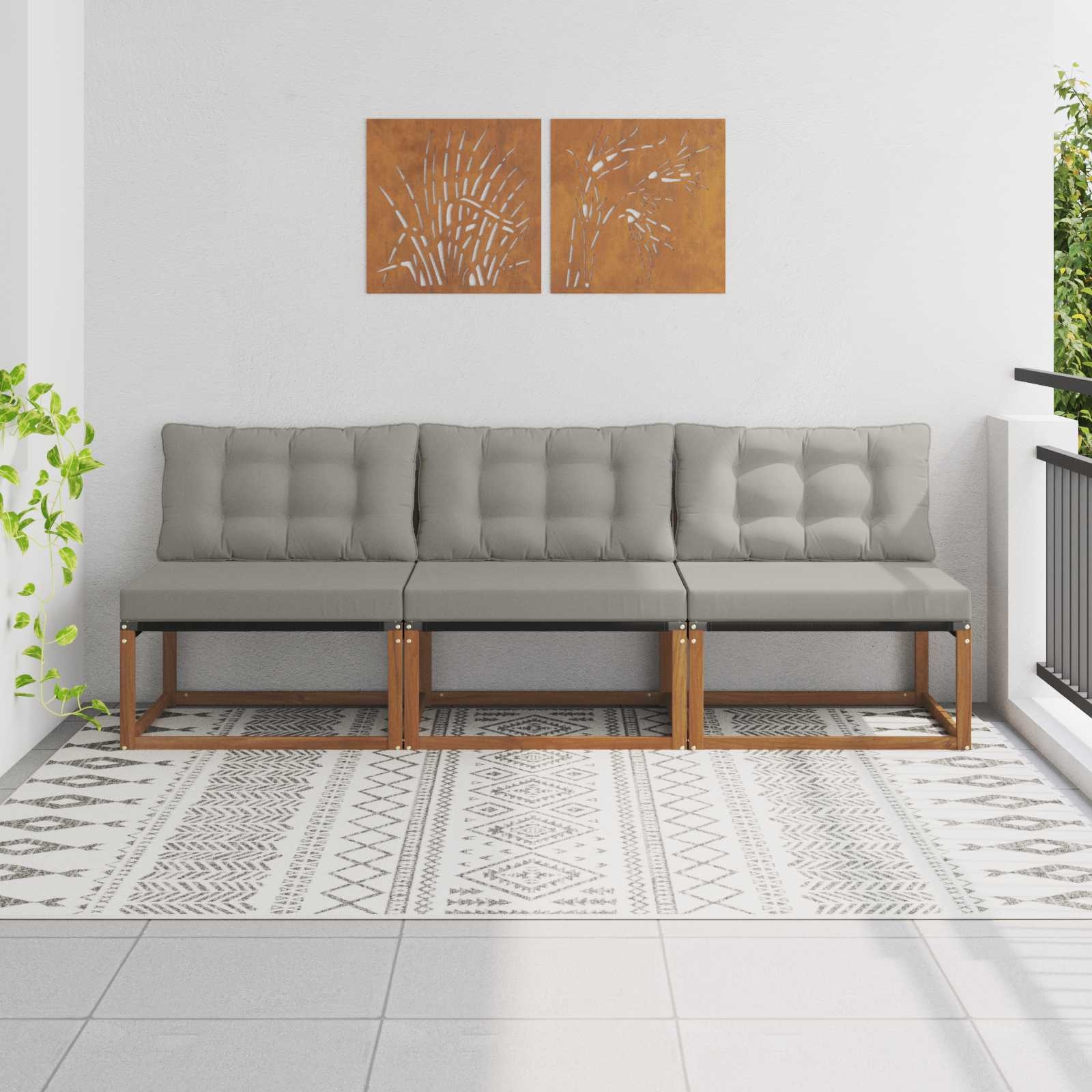 vidaXL 3 st Buiten Midden Sofa Massief Acaciahout Naturel