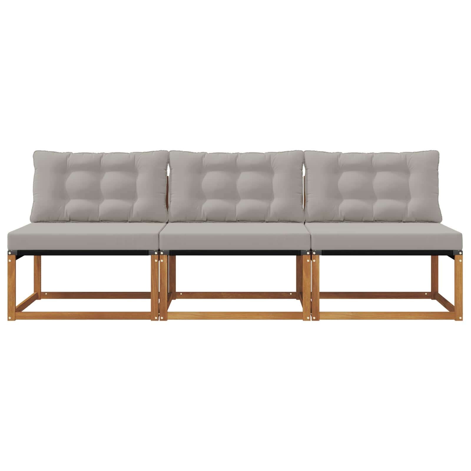 vidaXL 3 st Buiten Midden Sofa Massief Acaciahout Naturel