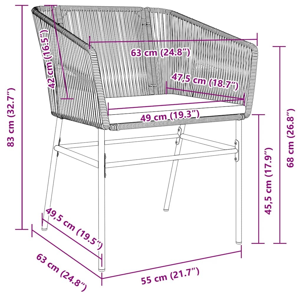 vidaXL Tuinstoelen Set (2x) met Kussens, Poly Rotan Zwart - 34% Korting