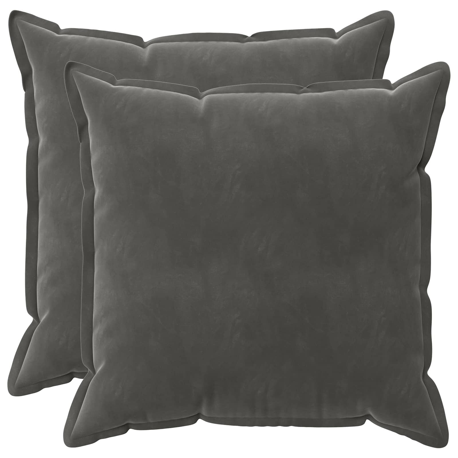 vidaXL Kussensloop 2 st HOUTEN Donkergrijs 70 x 70 cm Fluweel