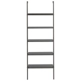 vidaXL Ladderrek met 5 schappen 64x35x185 cm zwart