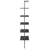 vidaXL Ladderrek met 5 schappen 64x35x185 cm zwart