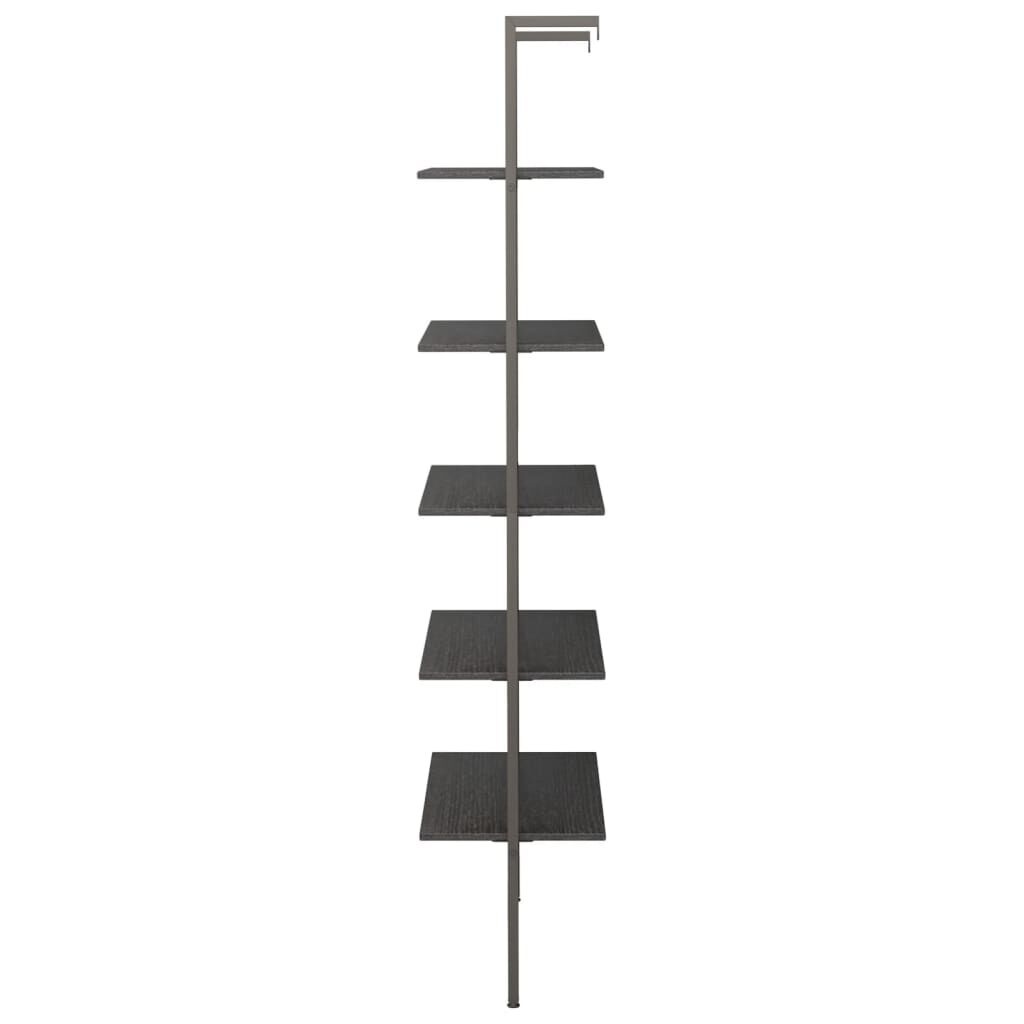 vidaXL Ladderrek met 5 schappen 64x35x185 cm zwart