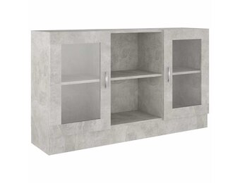 vidaXL Vitrinekast 120x30,5x70 cm bewerkt hout betongrijs