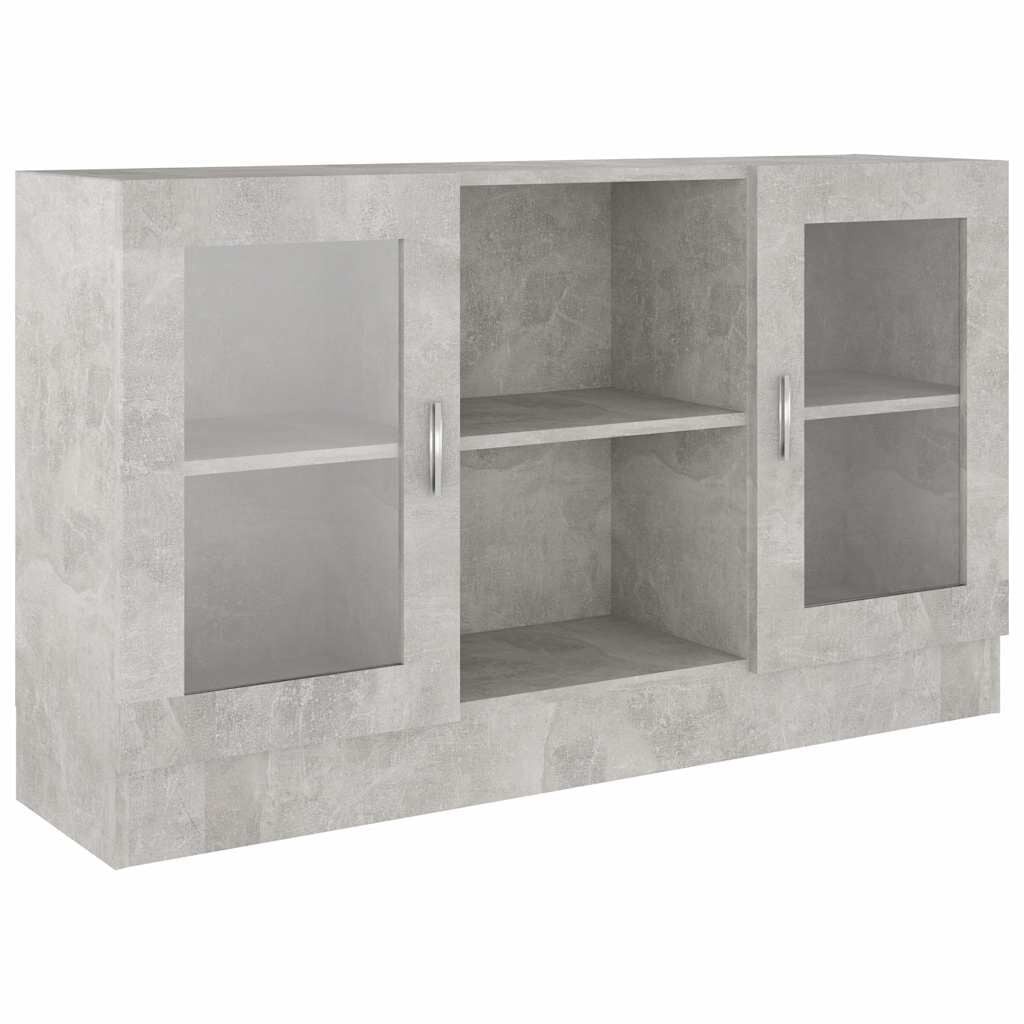 vidaXL Vitrinekast 120x30,5x70 cm bewerkt hout betongrijs