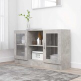 vidaXL Vitrinekast 120x30,5x70 cm bewerkt hout betongrijs