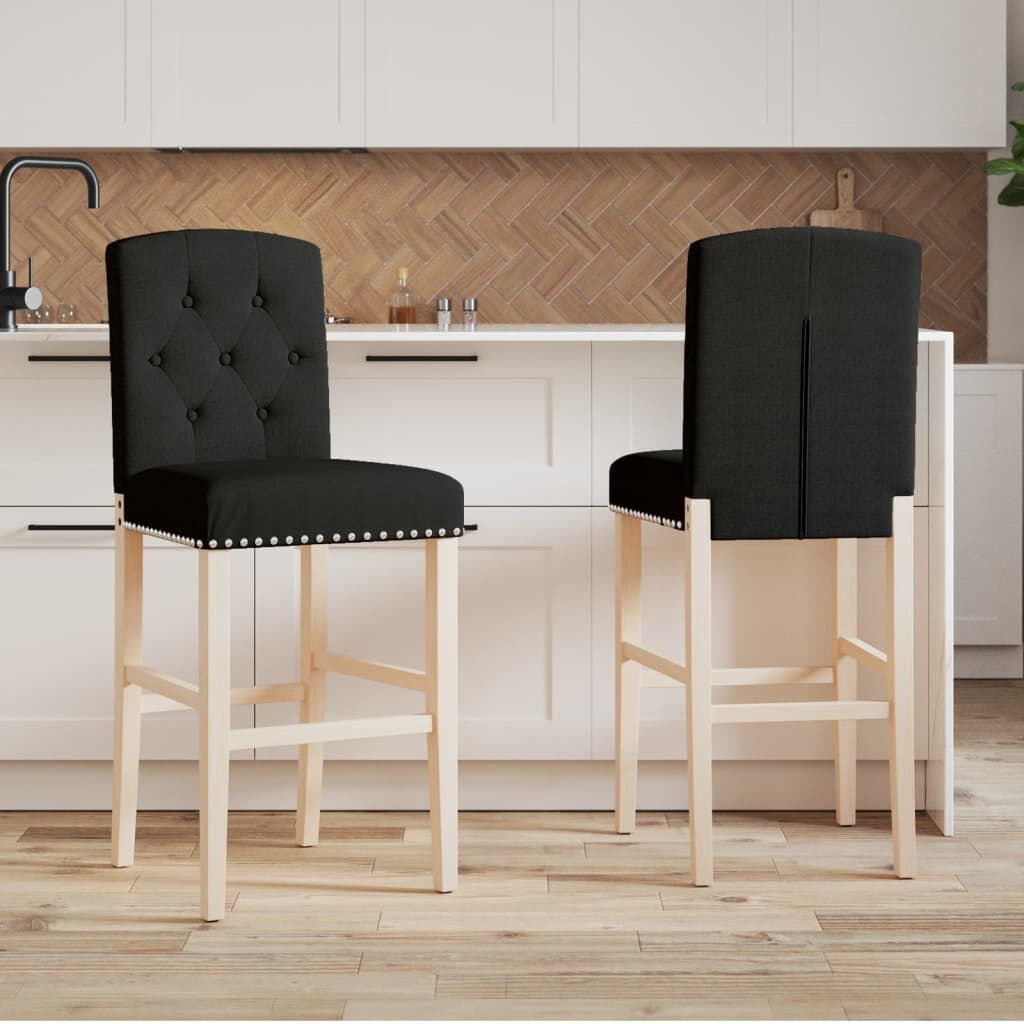 vidaXL Barstoelen 2 st massief rubberhout en stof