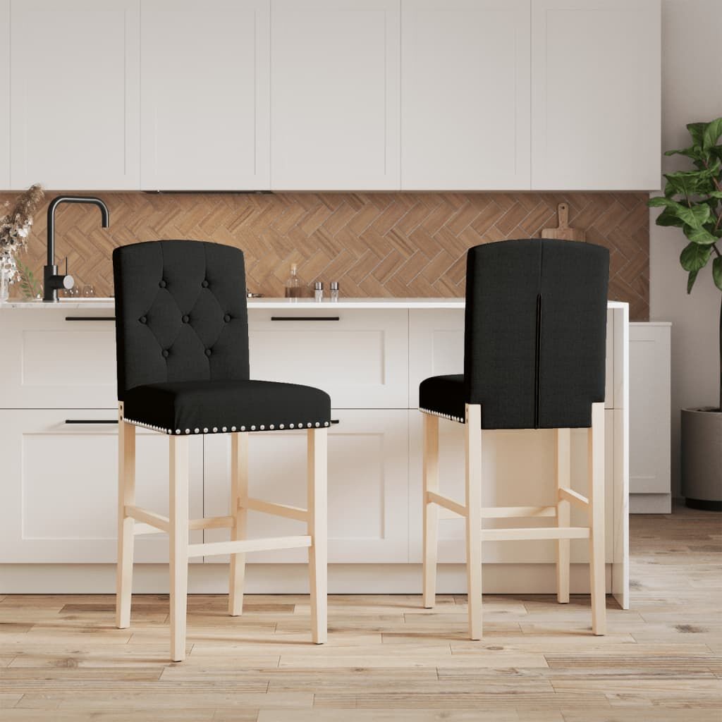 vidaXL Barstoelen 2 st massief rubberhout en stof