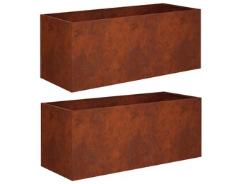 vidaXL Plantenbak 2 st Roestkleurig 80 x 40 x 40 cm weervast staal