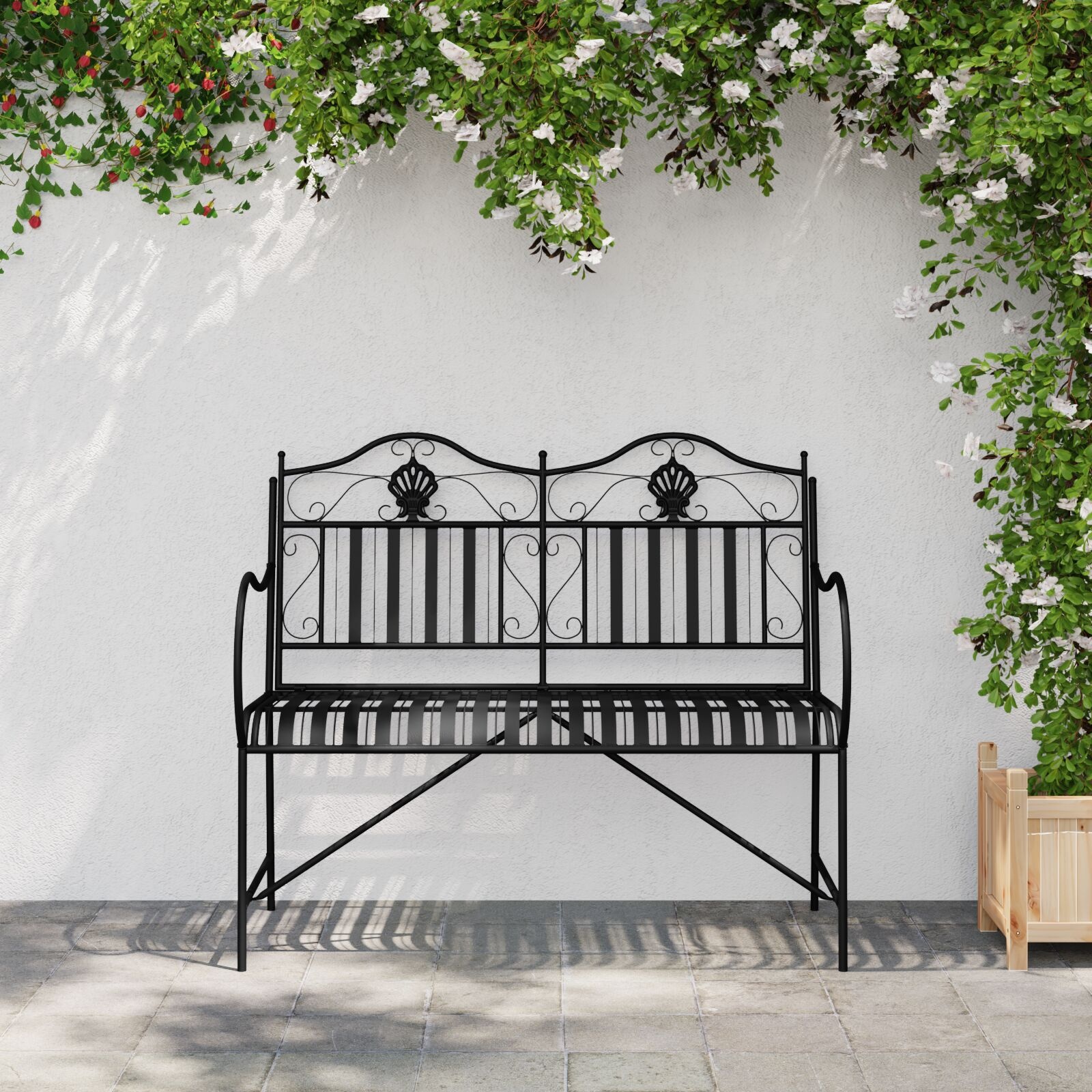 vidaXL Tuinbank 2 -Seater 103,5 x 59 x 89 cm Staal Zwart