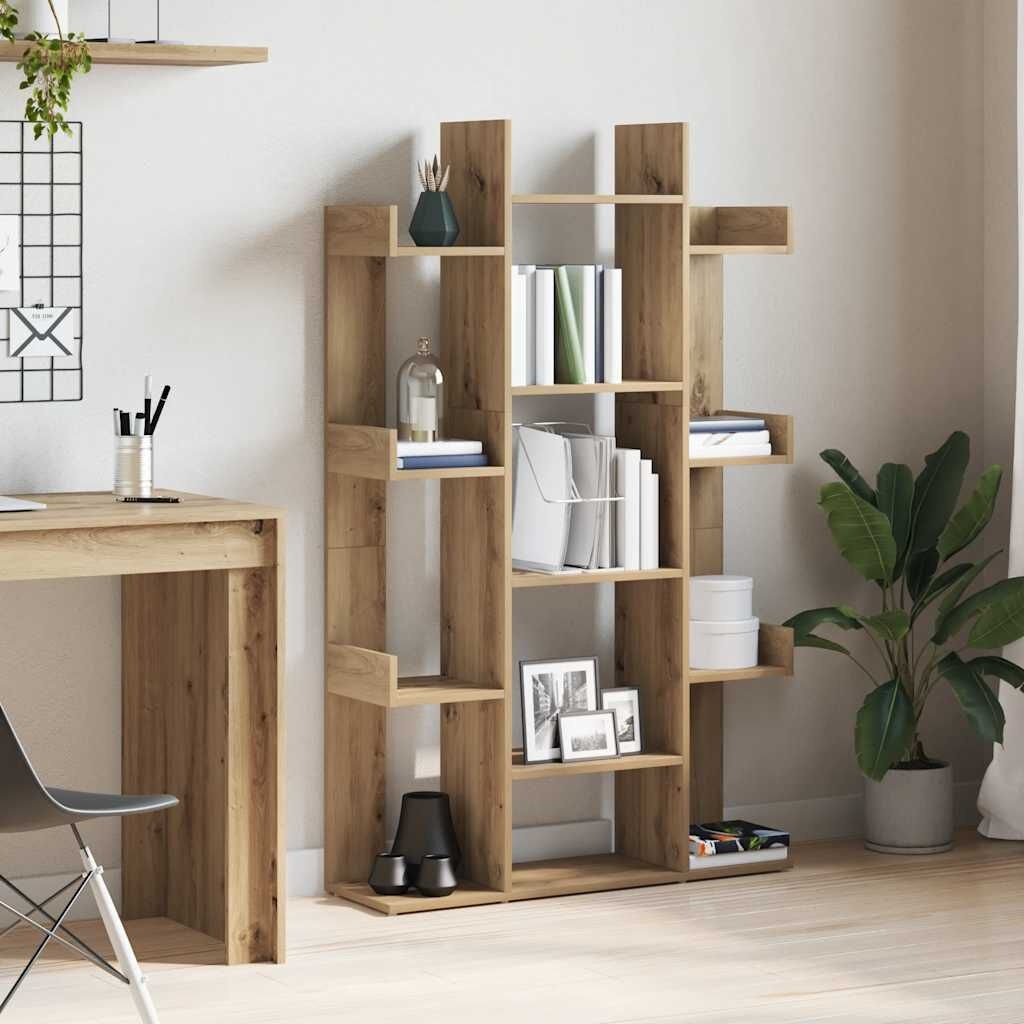 vidaXL Boekenkast 86x25,5x140 cm bewerkt hout artisanaal eikenkleur