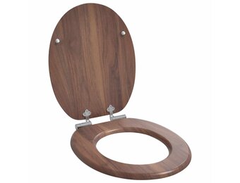 vidaXL Toiletzitting Bruin 44 x 38 cm Bewerkt hout