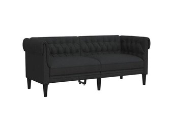 vidaXL Tweezitsbank Chesterfield-stijl stof zwart