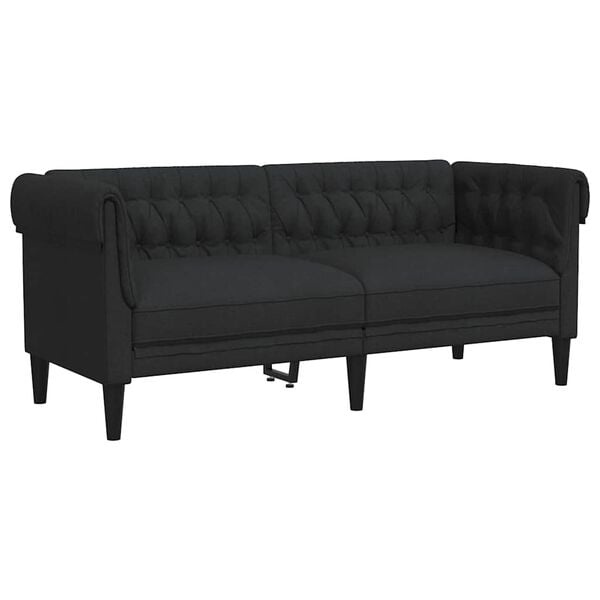vidaXL Tweezitsbank Chesterfield-stijl stof zwart