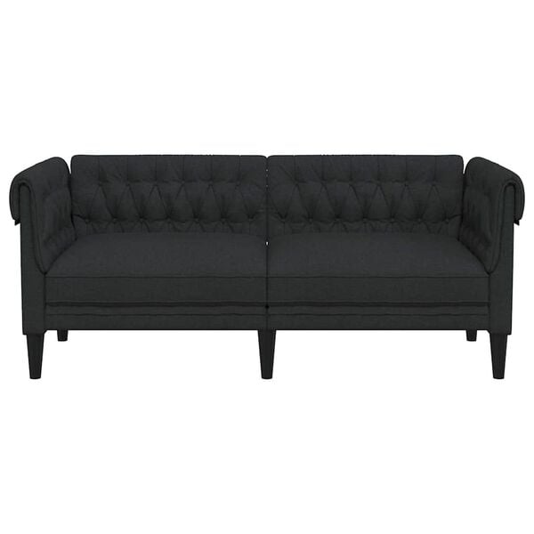 vidaXL Tweezitsbank Chesterfield-stijl stof zwart