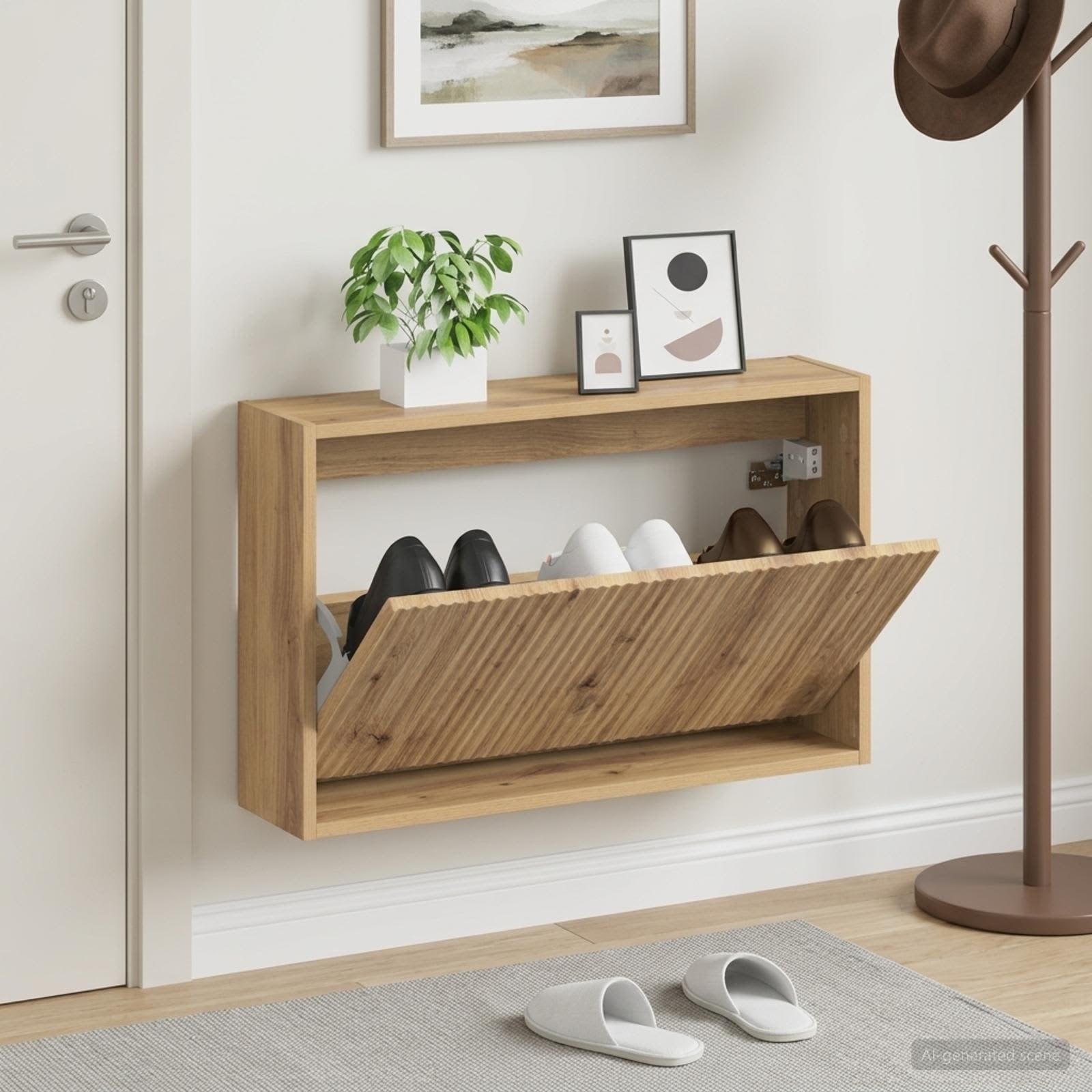 vidaXL Wandgemonteerde Schoenkast ARNHEM 71 x 17 x 43 cm Bewerkt hout