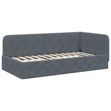 vidaXL Hoekbedframe Donkergrijs 90 x 200 cm Fluweel