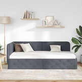 vidaXL Hoekbedframe Donkergrijs 90 x 200 cm Fluweel
