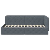 vidaXL Hoekbedframe Donkergrijs 90 x 200 cm Fluweel