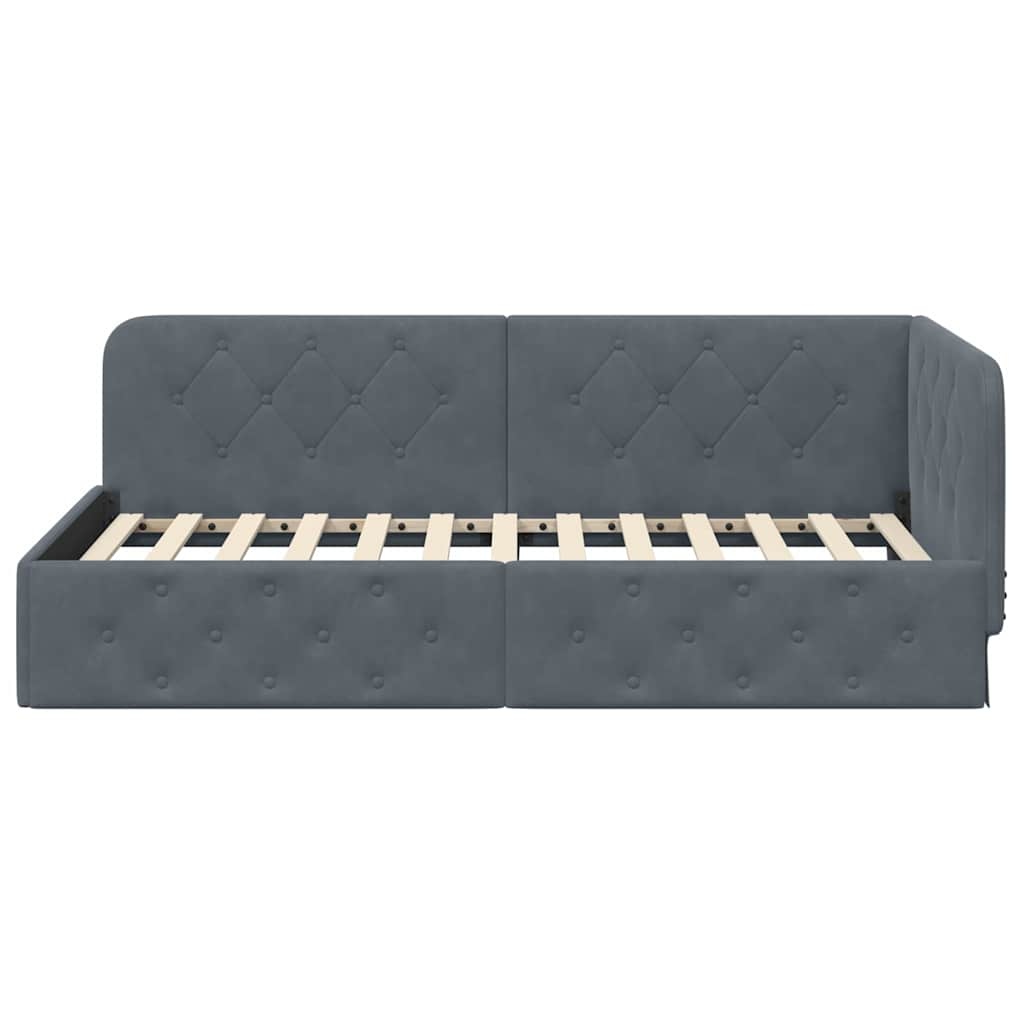vidaXL Hoekbedframe Donkergrijs 90 x 200 cm Fluweel