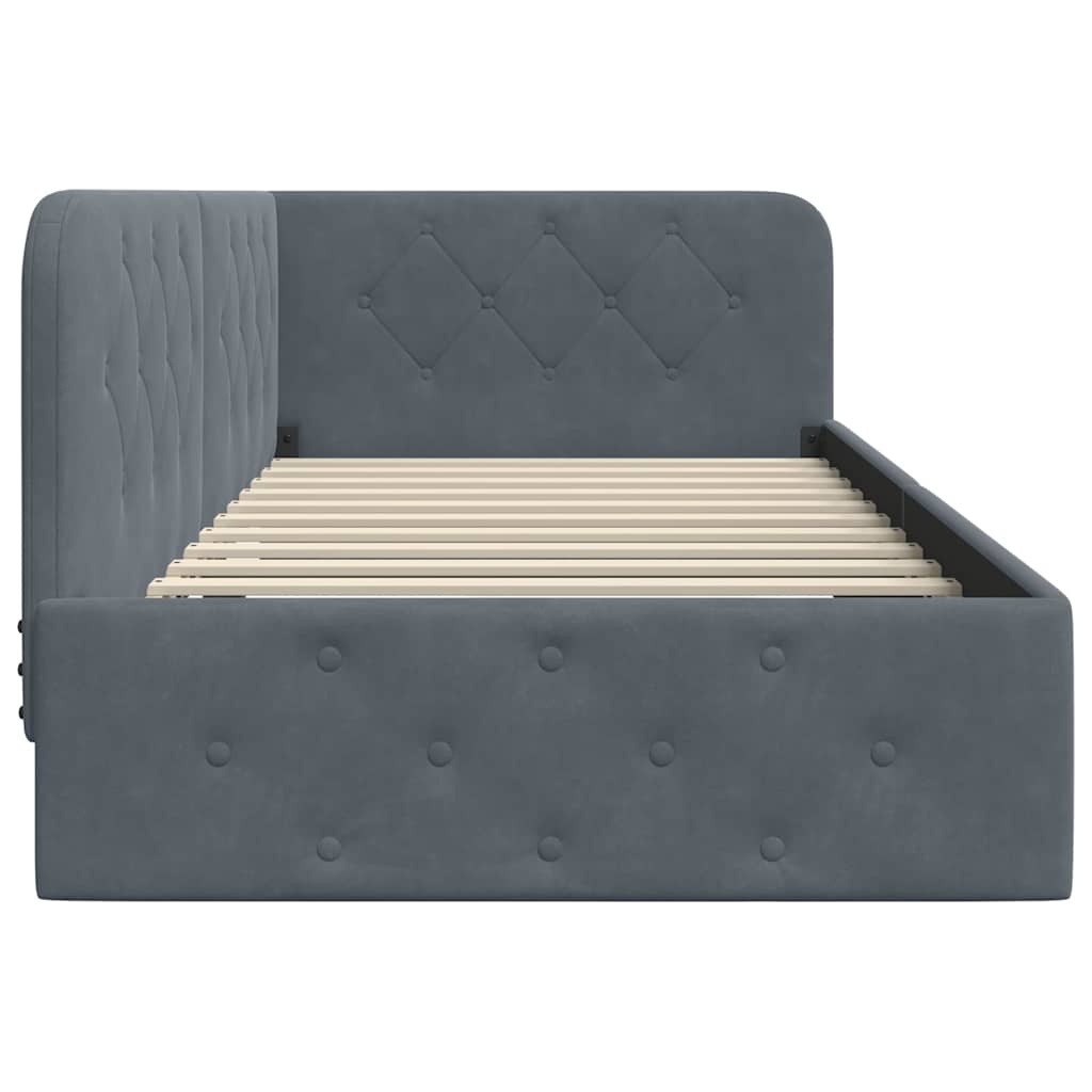 vidaXL Hoekbedframe Donkergrijs 90 x 200 cm Fluweel
