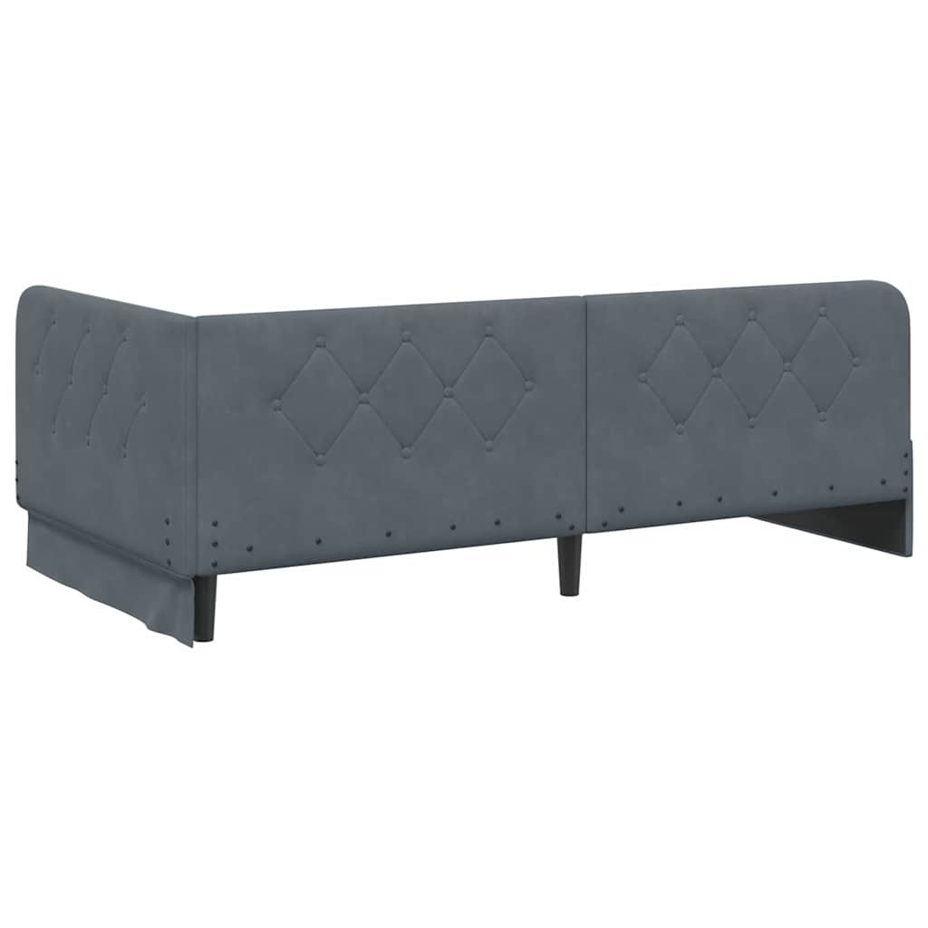 vidaXL Hoekbedframe Donkergrijs 90 x 200 cm Fluweel