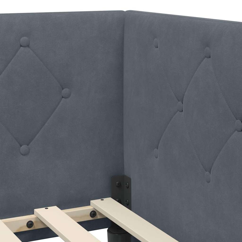 vidaXL Hoekbedframe Donkergrijs 90 x 200 cm Fluweel
