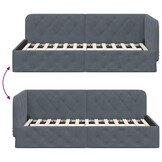 vidaXL Hoekbedframe Donkergrijs 90 x 200 cm Fluweel