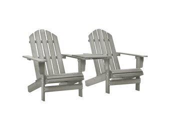 vidaXL Tuinstoelen Adirondack met tafeltje massief vurenhout grijs