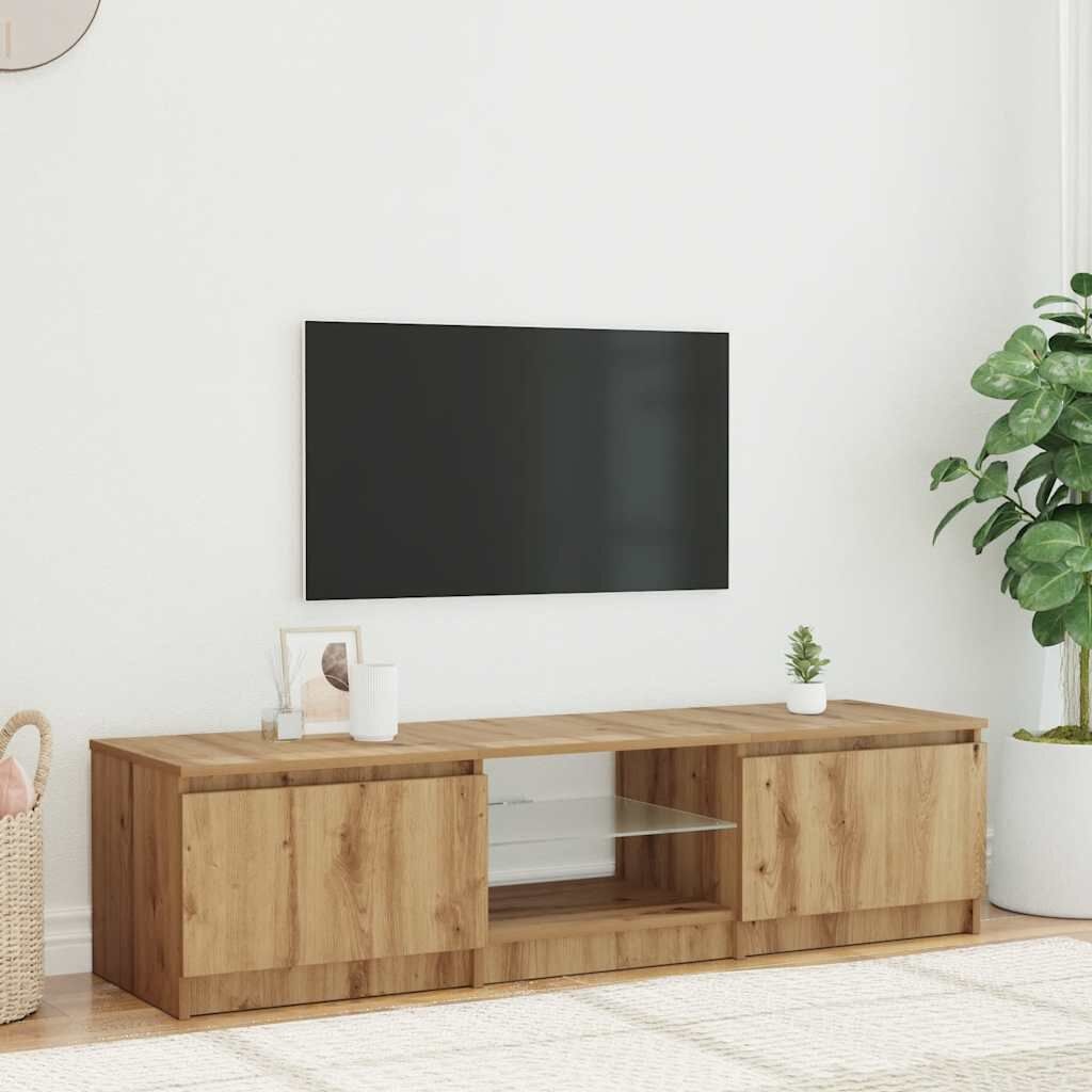 vidaXL Tv-meubel met LED 140x40x35,5 cm bewerkt hout artisanaal eiken