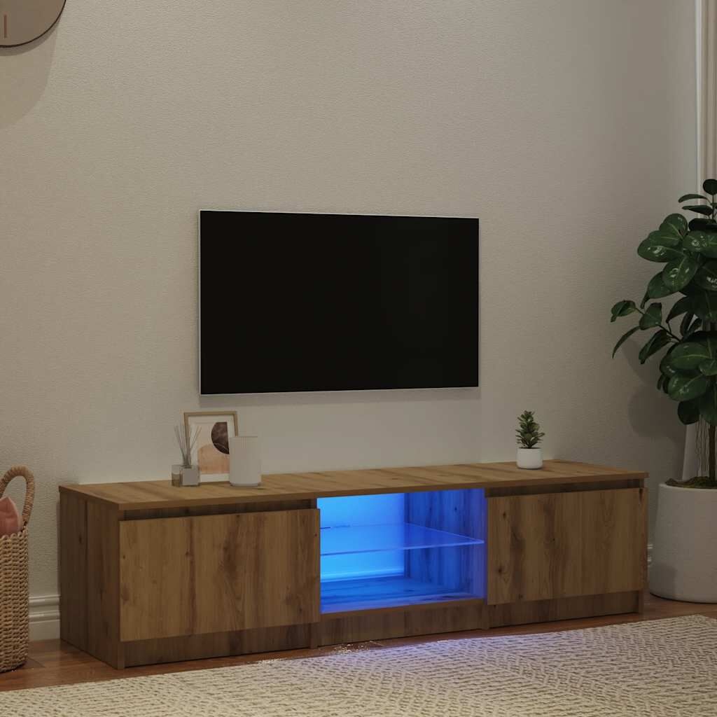 vidaXL Tv-meubel met LED 140x40x35,5 cm bewerkt hout artisanaal eiken