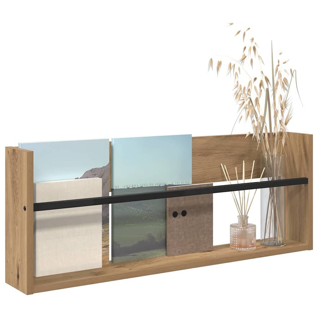 vidaXL Tijdschrift Rek Artisan Eiken 80 x 12 x 30 cm Bewerkt hout