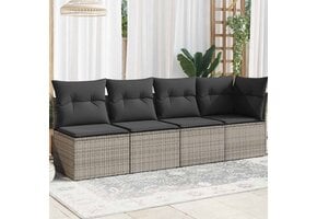 vidaXL Tuinbank 4-zits Kussens Poly Rattan Grijs - 55% Korting