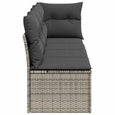 vidaXL Tuinbank 4-zits met kussens poly rattan grijs