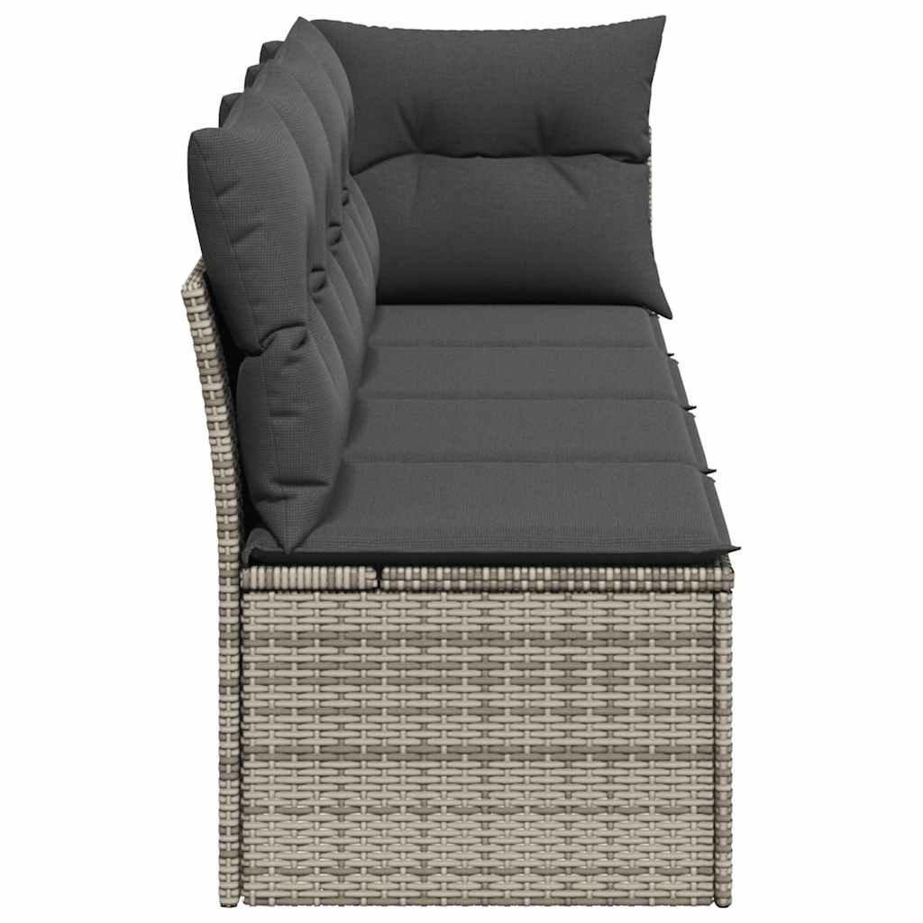 vidaXL Tuinbank 4-zits met kussens poly rattan grijs