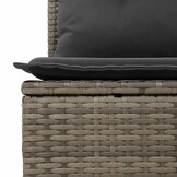 vidaXL Tuinbank 4-zits met kussens poly rattan grijs