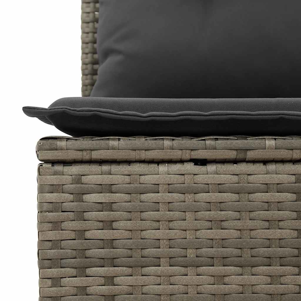 vidaXL Tuinbank 4-zits met kussens poly rattan grijs
